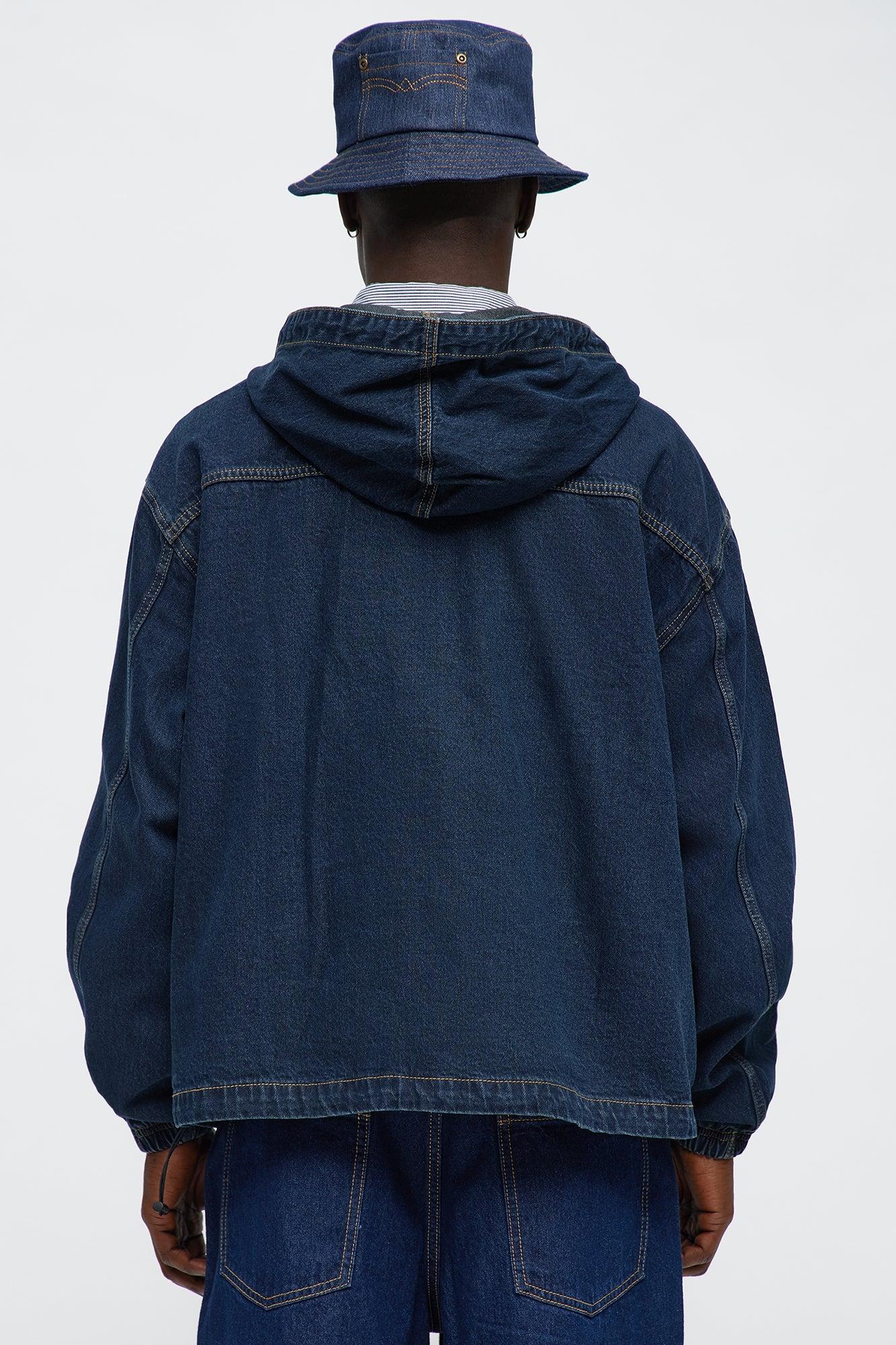 Oversized In My City Anorak Denim Jacket - Dark Wash Product Image