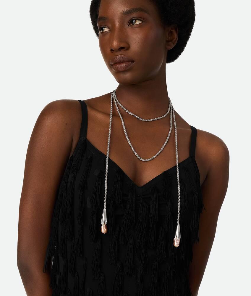 Women's Pearl Scarf Necklace in Natural pink Product Image