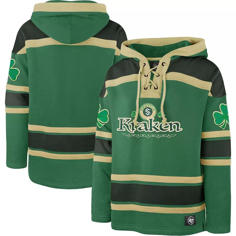 Men's '47  Kelly Green Seattle Kraken St. Patrick's Day McLucky Superior Lacer Pullover Hoodie, Size: Small, Krk Green Product Image