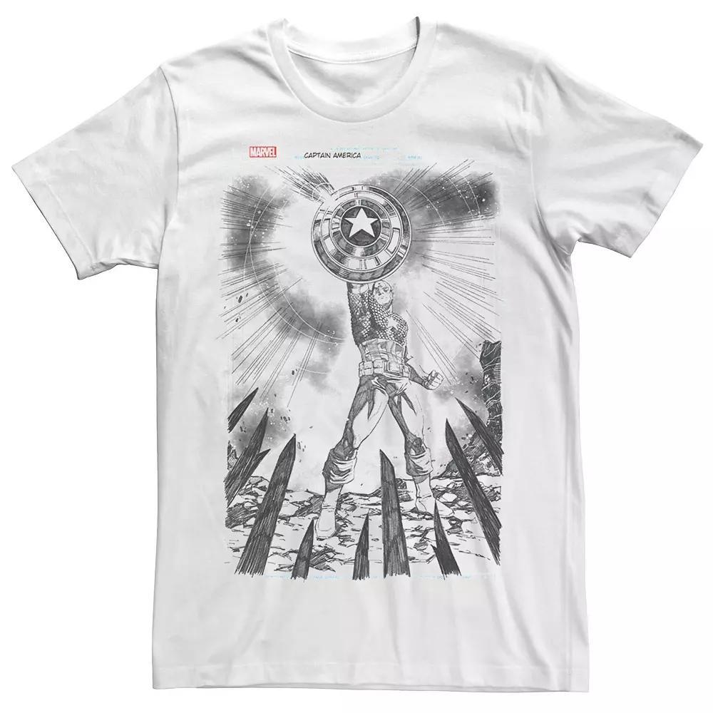 Men's Marvel Captain America Sketched Comic Book Cover Graphic Tee, Size: XL, White Product Image