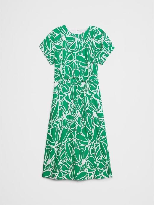 Poplin Elastic-Cuff Midi Dress Product Image