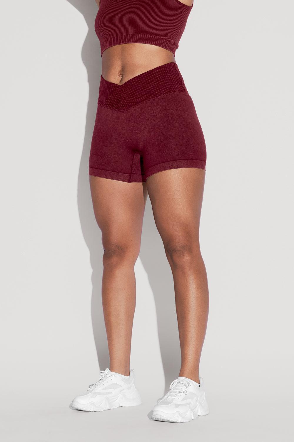 Crisscross Hourglass® Seamless Midi Shorts - Garnet Product Image