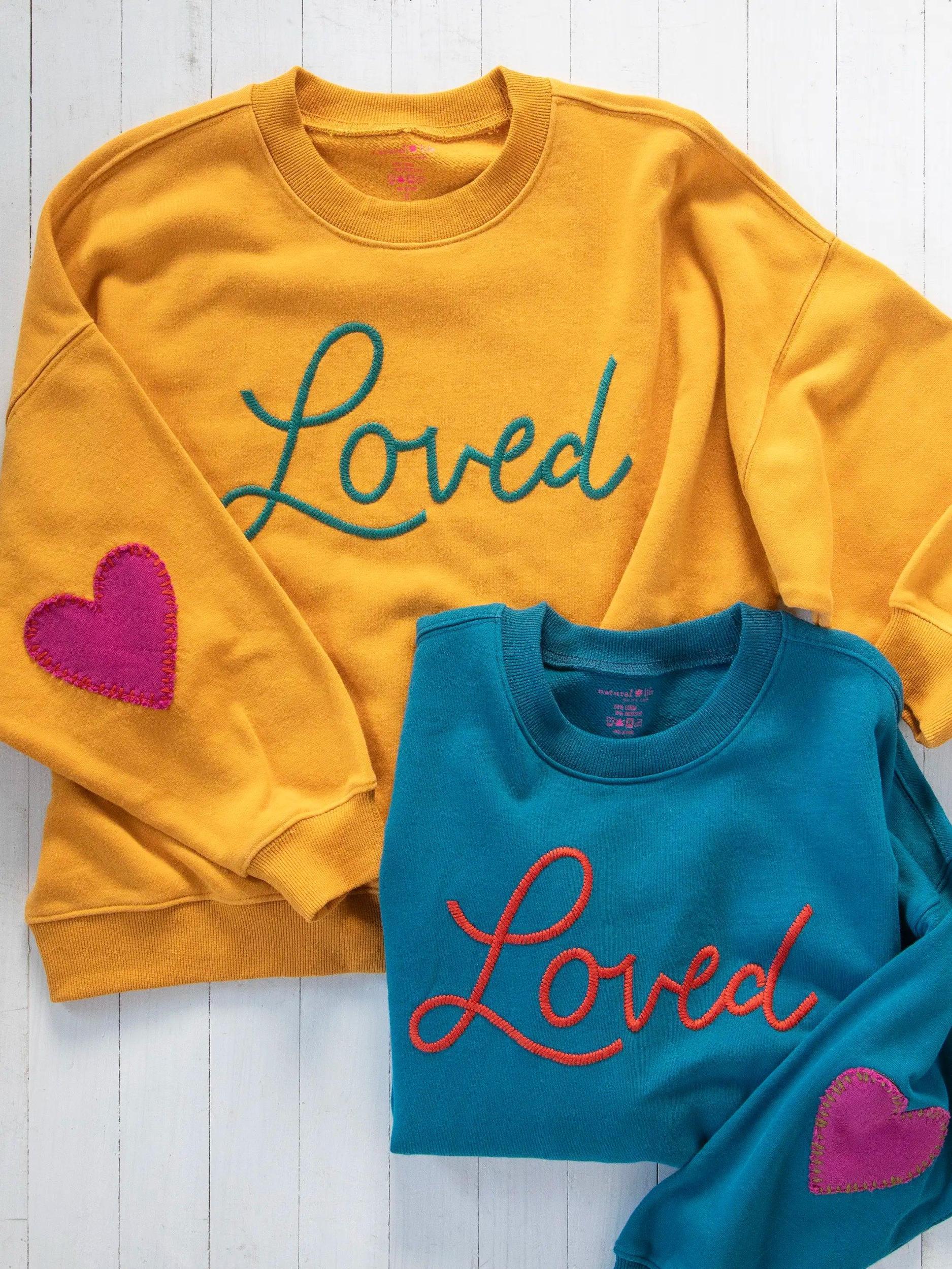 Heart On Your Sleeve Embroidered Sweatshirt - Mustard Loved Product Image