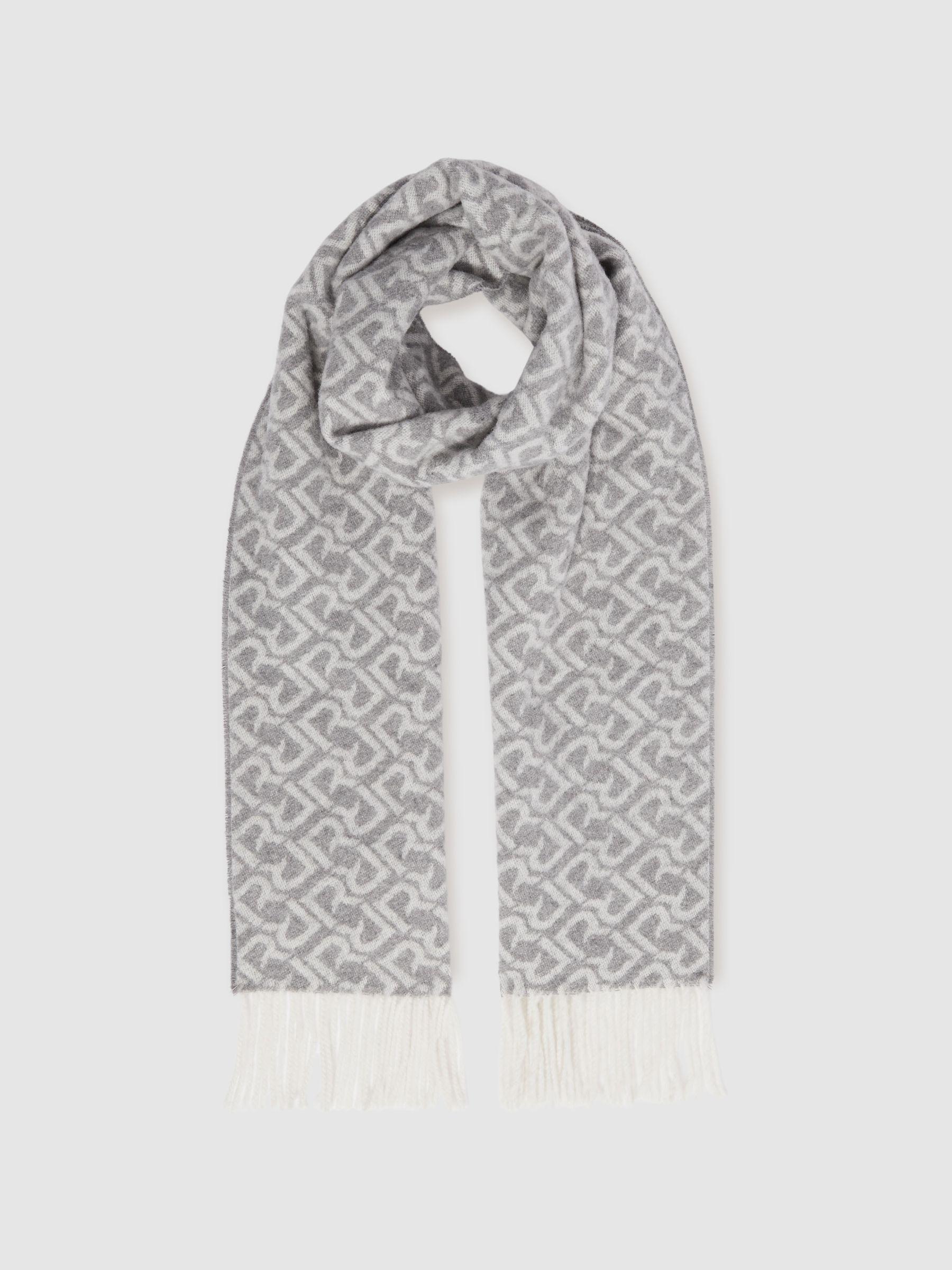 Logo-Jacquard Scarf With Wool in Charcoal / Off White Product Image