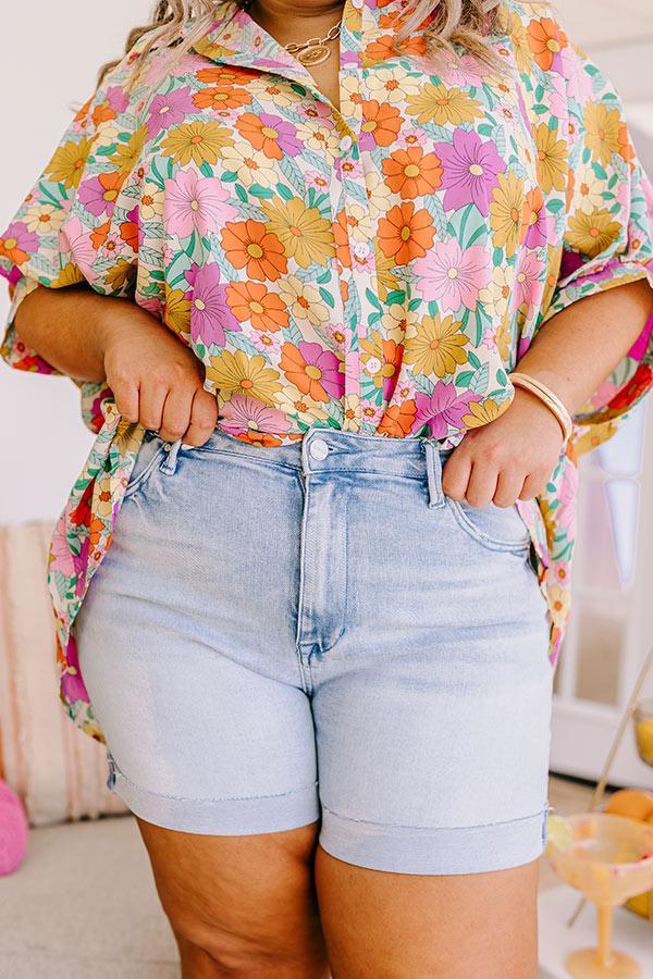 Risen Tabor High Waist Shorts in Light Wash Curves Product Image