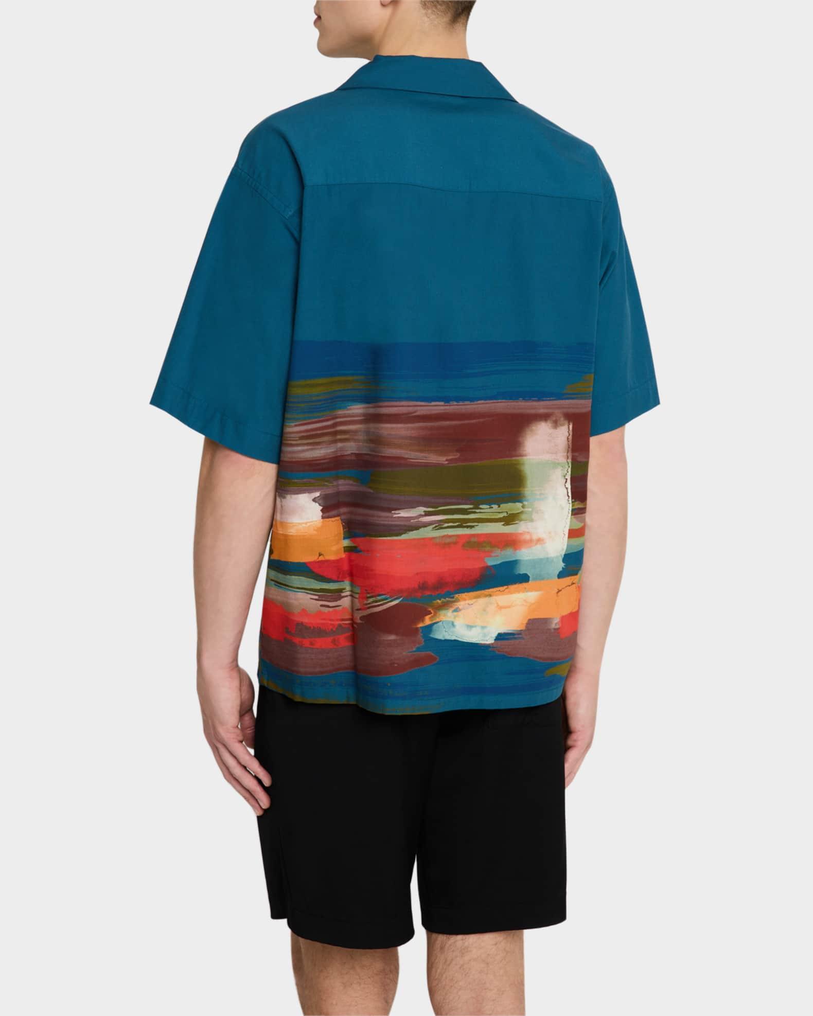 Men's Abstract-Print Pocket Camp Shirt Product Image