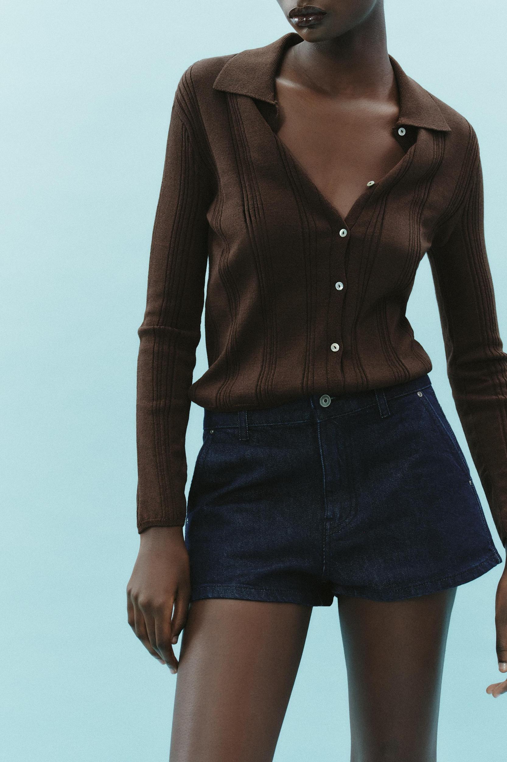 RIBBED KNIT POLO JACKET Product Image
