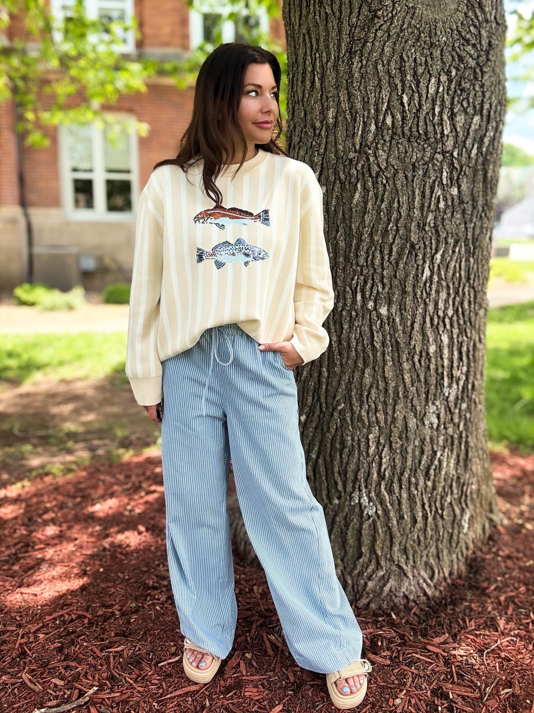 Beige Stripe Trout Sweater Product Image