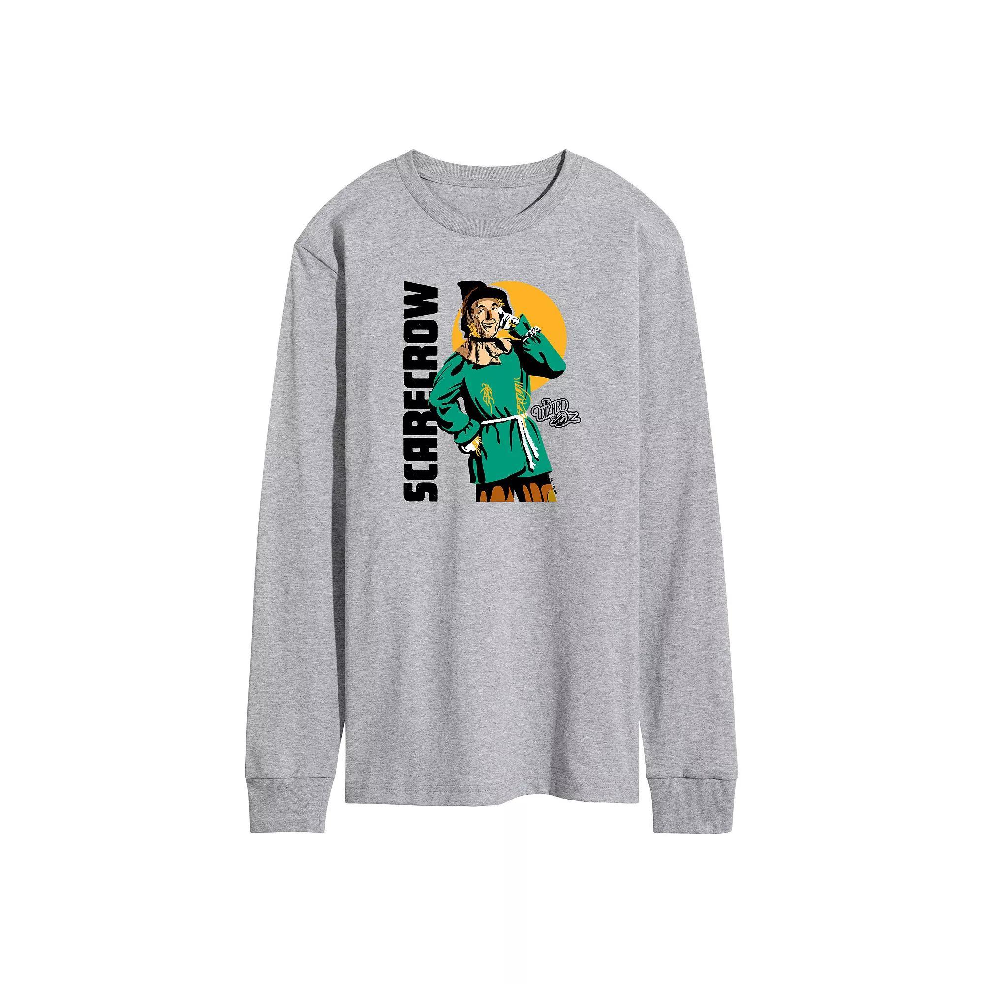 Mens Wizard of Oz Scarecrow Long Sleeve Graphic Tee Grey Gray Product Image