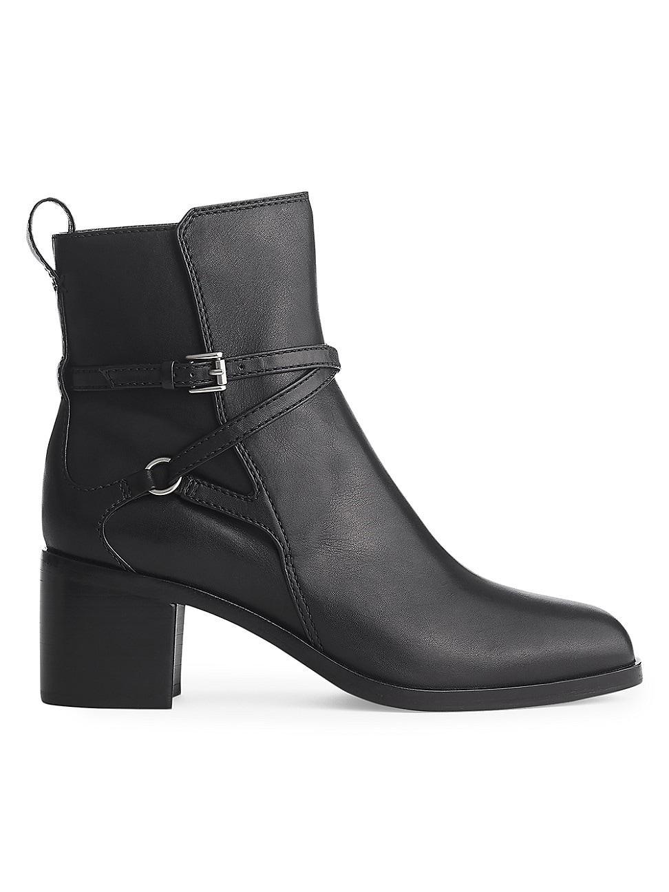 Hazel Leather Buckle Ankle Booties Product Image