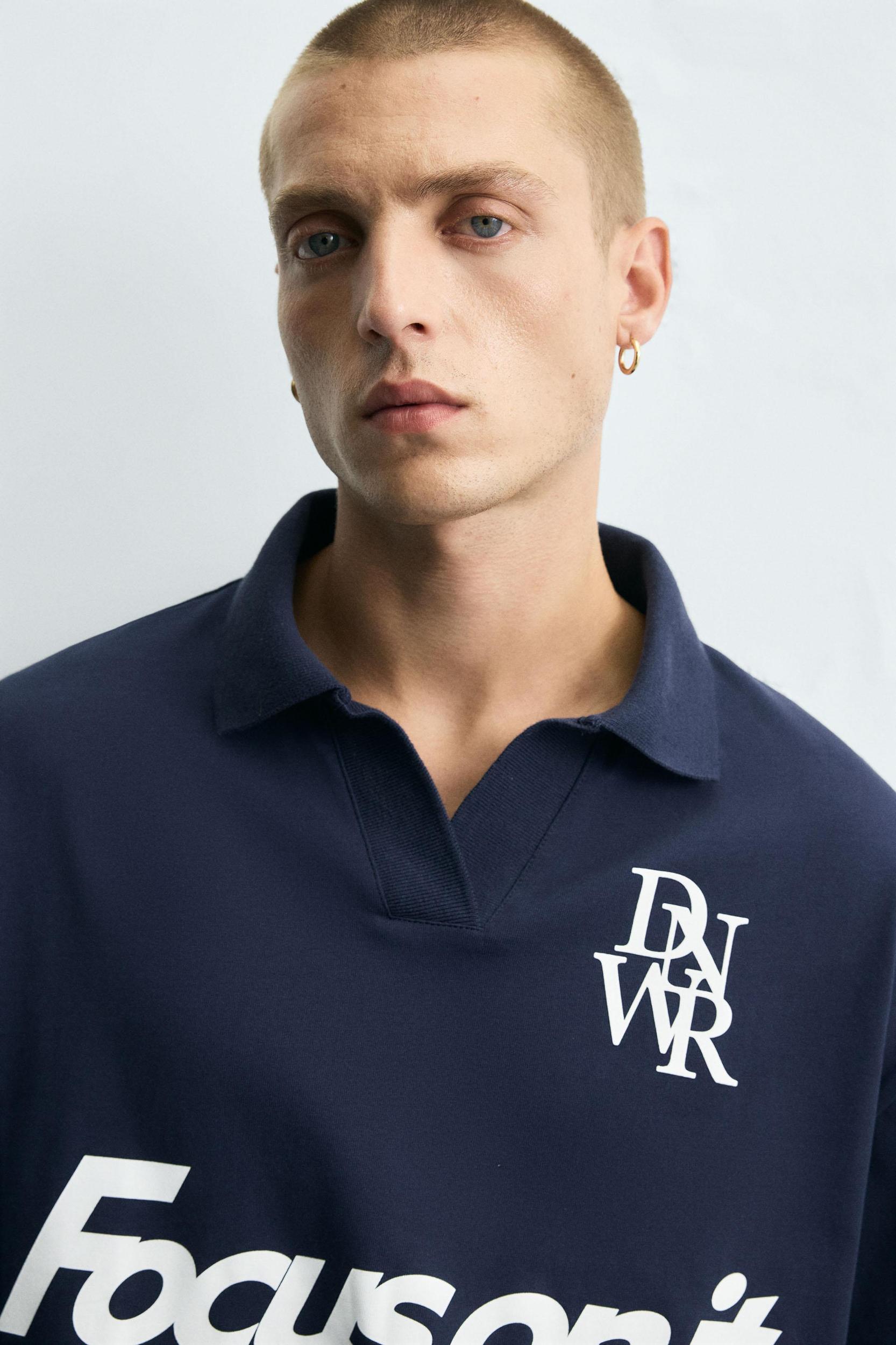 RETRO FOOTBALL PRINT POLO SHIRT Product Image