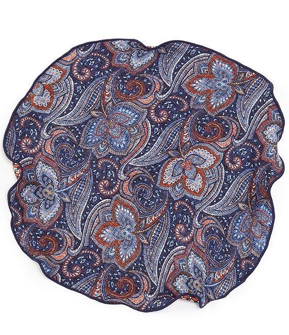 Edward Armah Muted Paisley Reversible Silk Pocket Circle Product Image