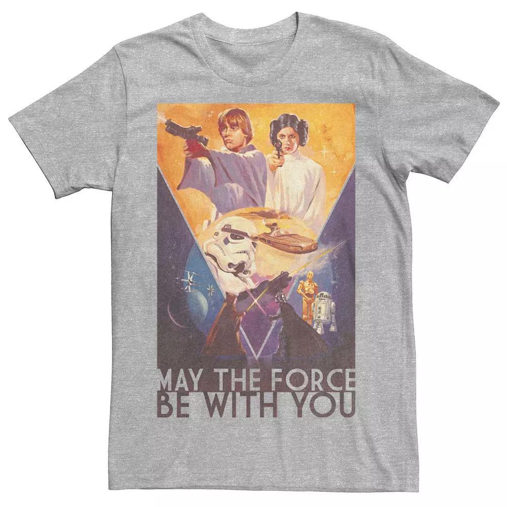 Men's Star Wars May The Force Be With You Poster Graphic Tee, Size: Small, Athletic Grey Product Image