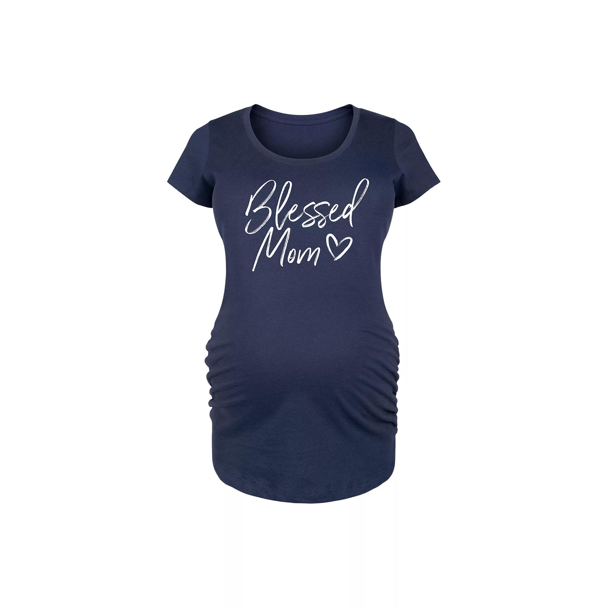 Maternity Barbie Logo Pink Glitter Graphic Tee, Womens Blue Product Image