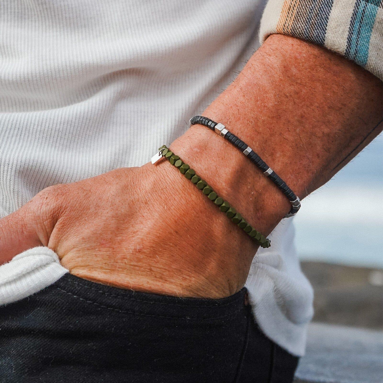 Men's Faceted Pyrite Stretch Bracelet Male Product Image