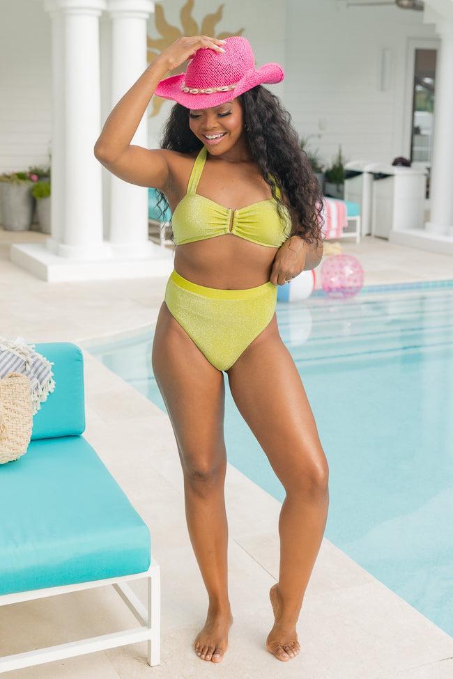 Classic Coastal Green Shimmer Bikini Bottoms FINAL SALE Product Image
