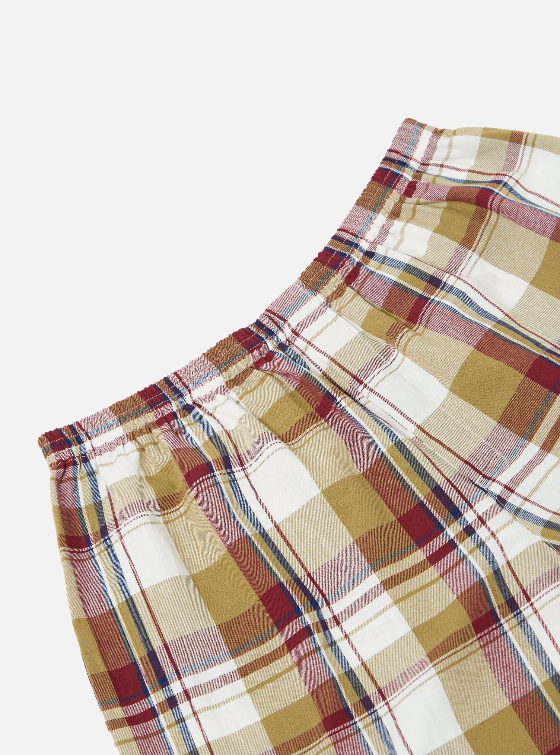 Universal Works Boxer Short in Red/Brown Kip Check Product Image