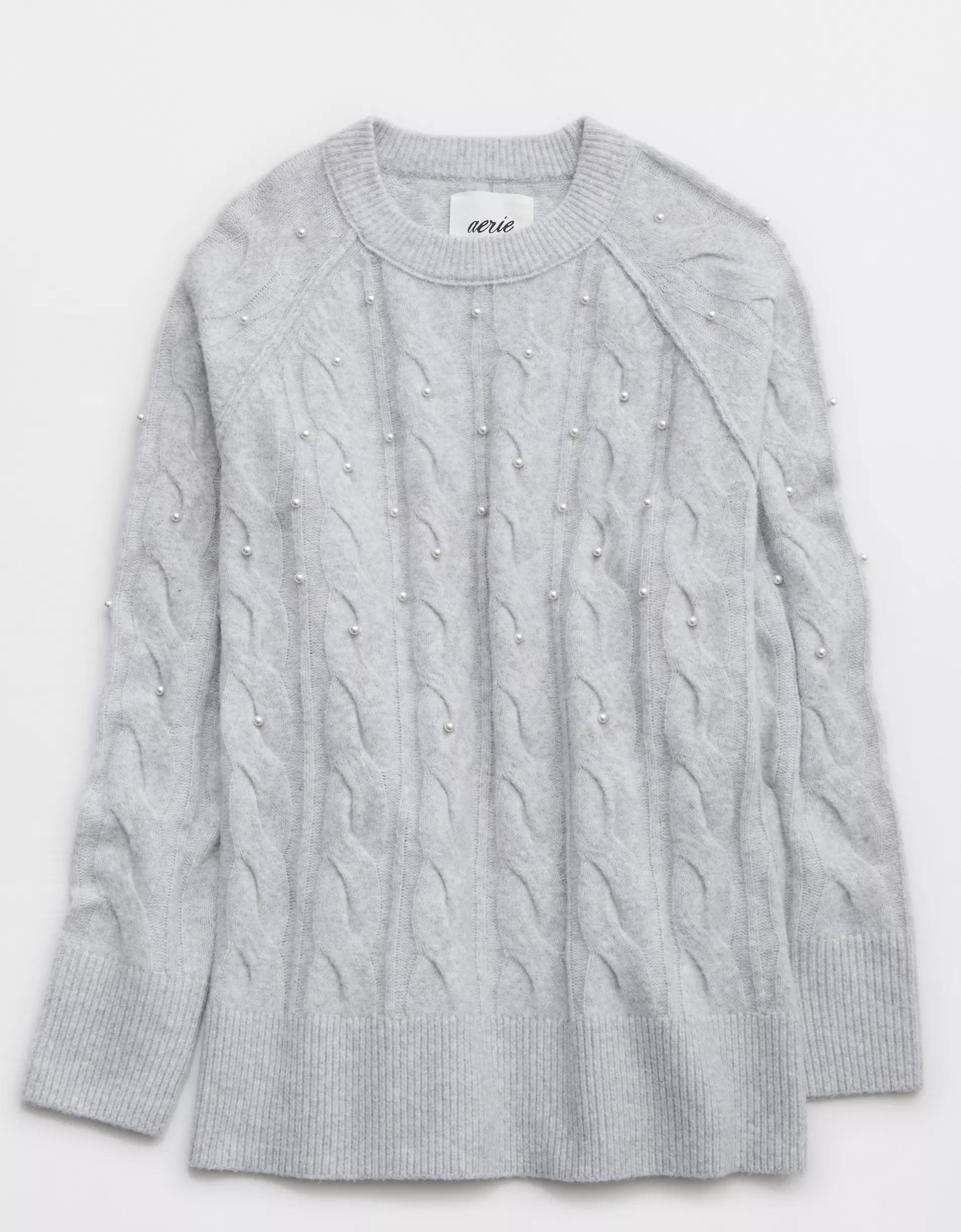 Aerie unREAL Cable Pearl Crew Sweater Product Image