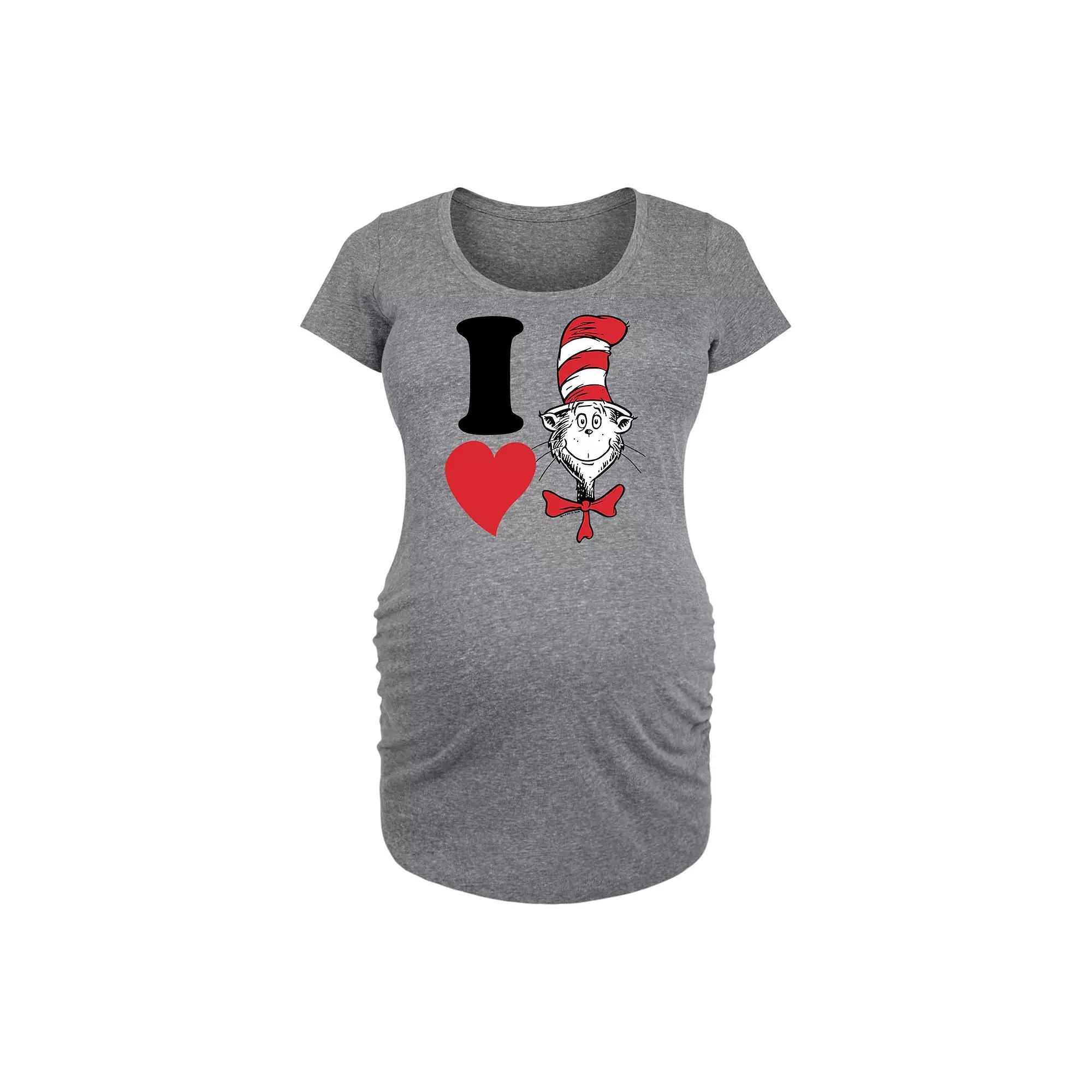 Maternity Dr. Seuss I Love Cat In The Hat Graphic Tee, Womens Grey Gray Product Image