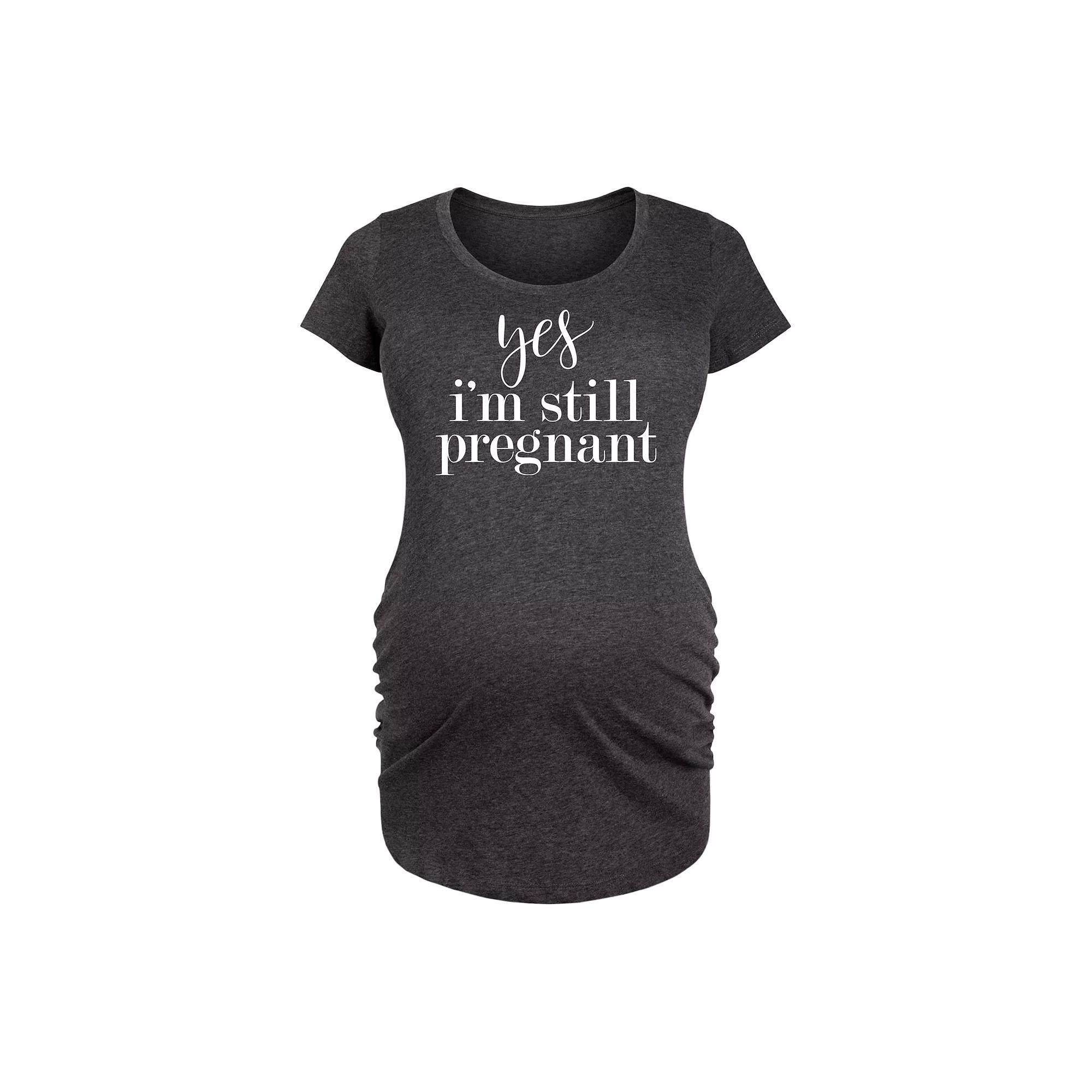 Maternity Yes Im Still Pregnant Graphic Tee, Womens Heather Grey Product Image