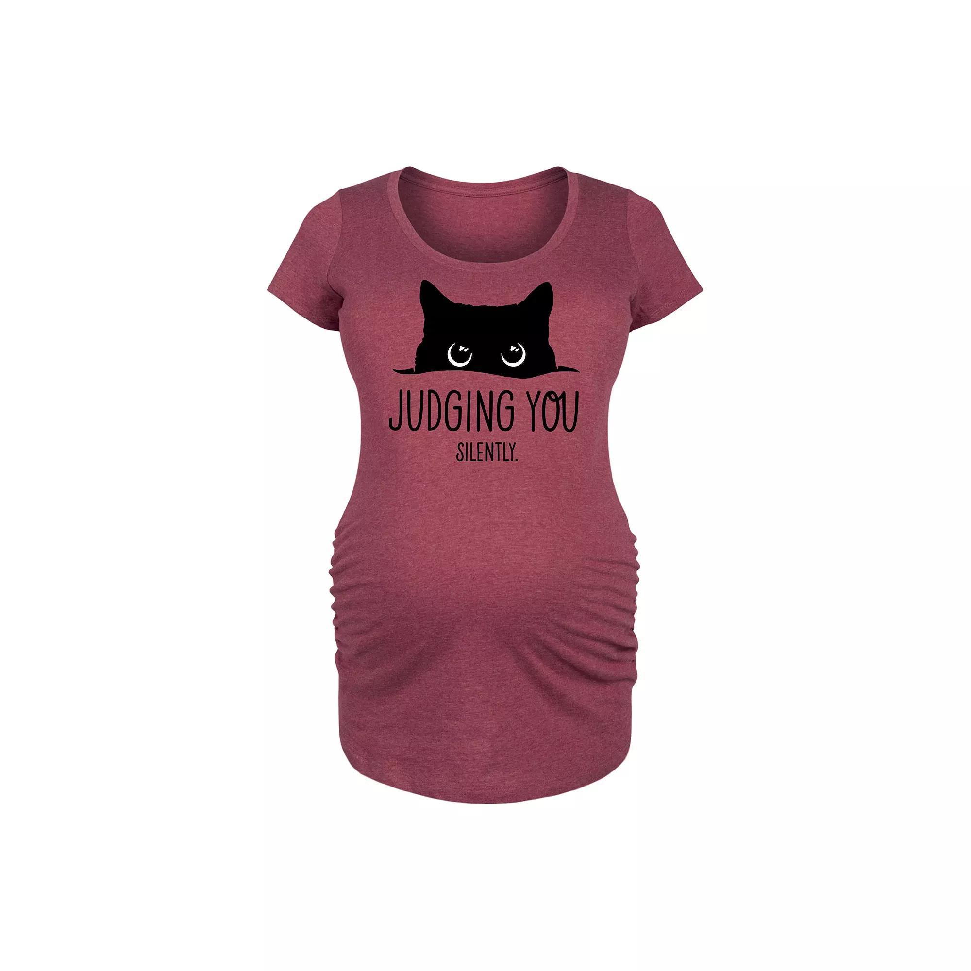 Maternity Judging You Silently Cat Graphic Tee, Women's, Size: Small-Mat, Grey Dark Red Product Image