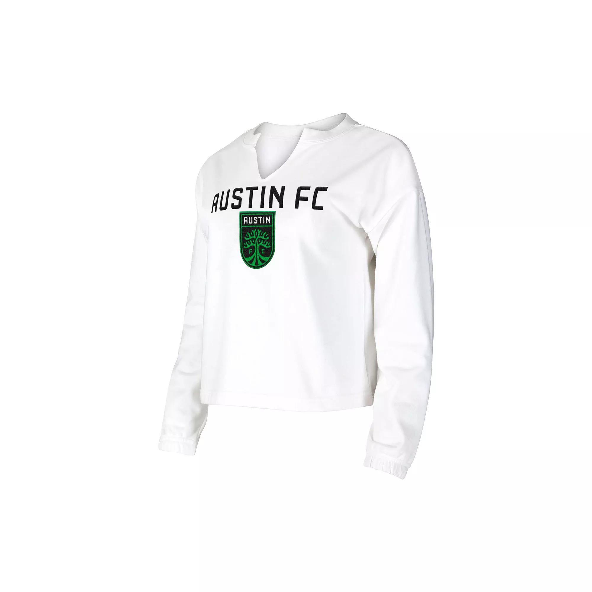Womens Concepts Sport White Austin FC Sunray Notch Neck Long Sleeve T-Shirt Product Image