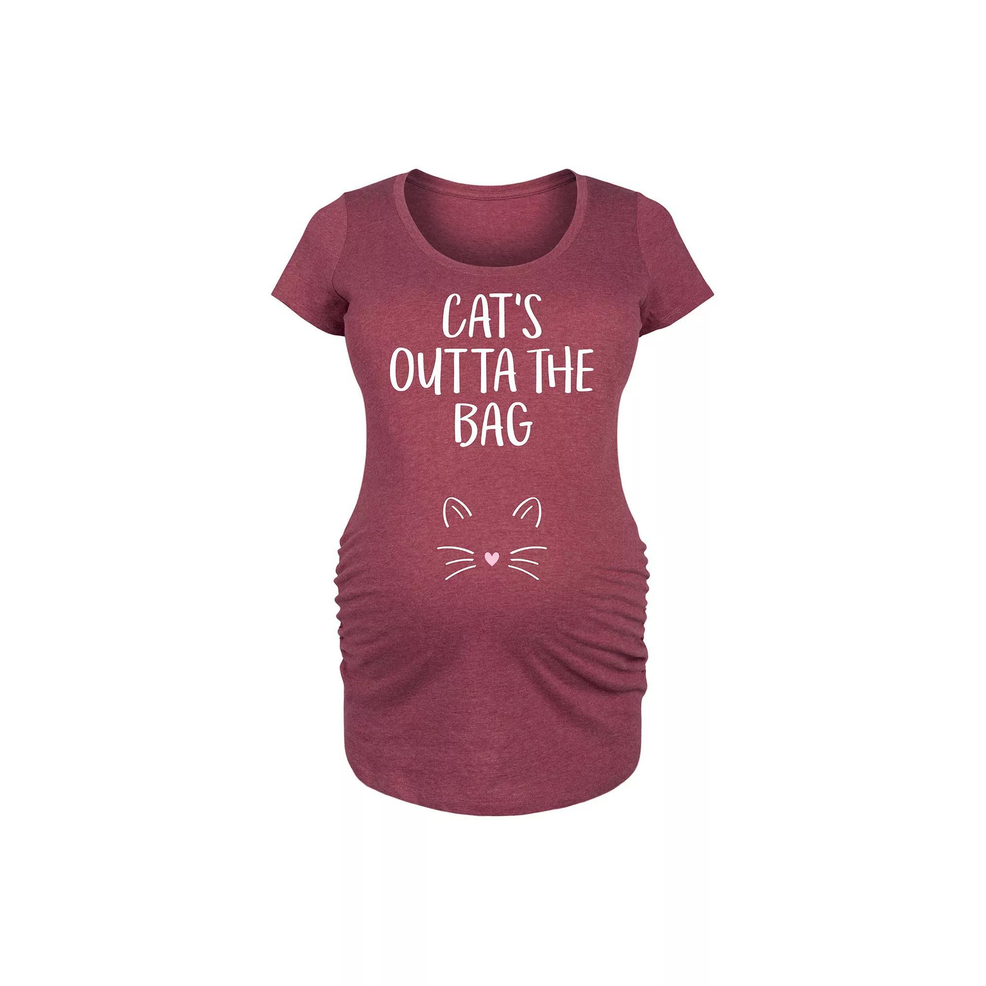 Maternity Cats Outta The Bag Graphic Tee, Womens Grey Dark Red Product Image