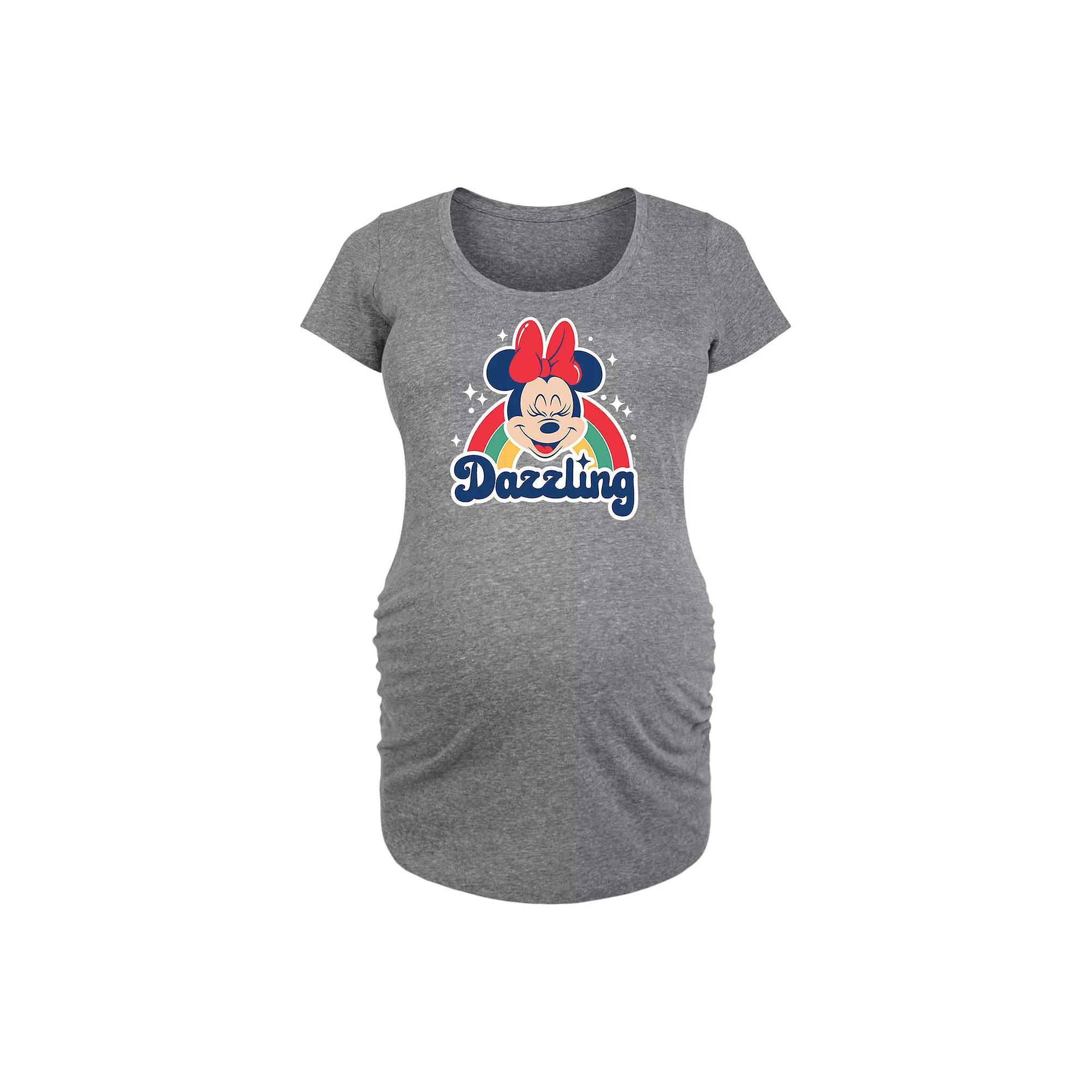 Disneys Minnie Mouse Maternity Dazzling Graphic Tee, Womens Grey Gray Product Image