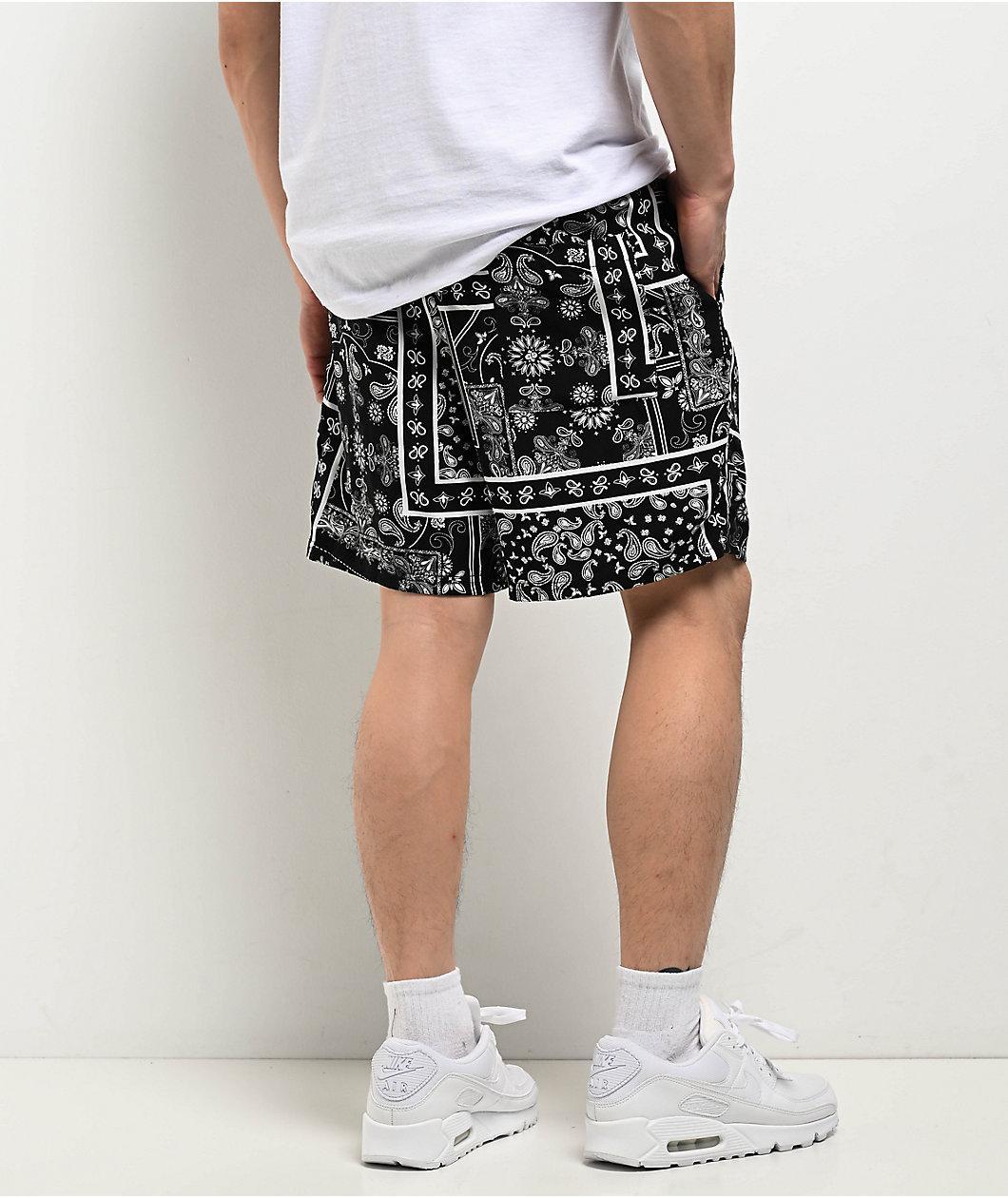 Ninth Hall Paisley Black Rayon Shorts Product Image