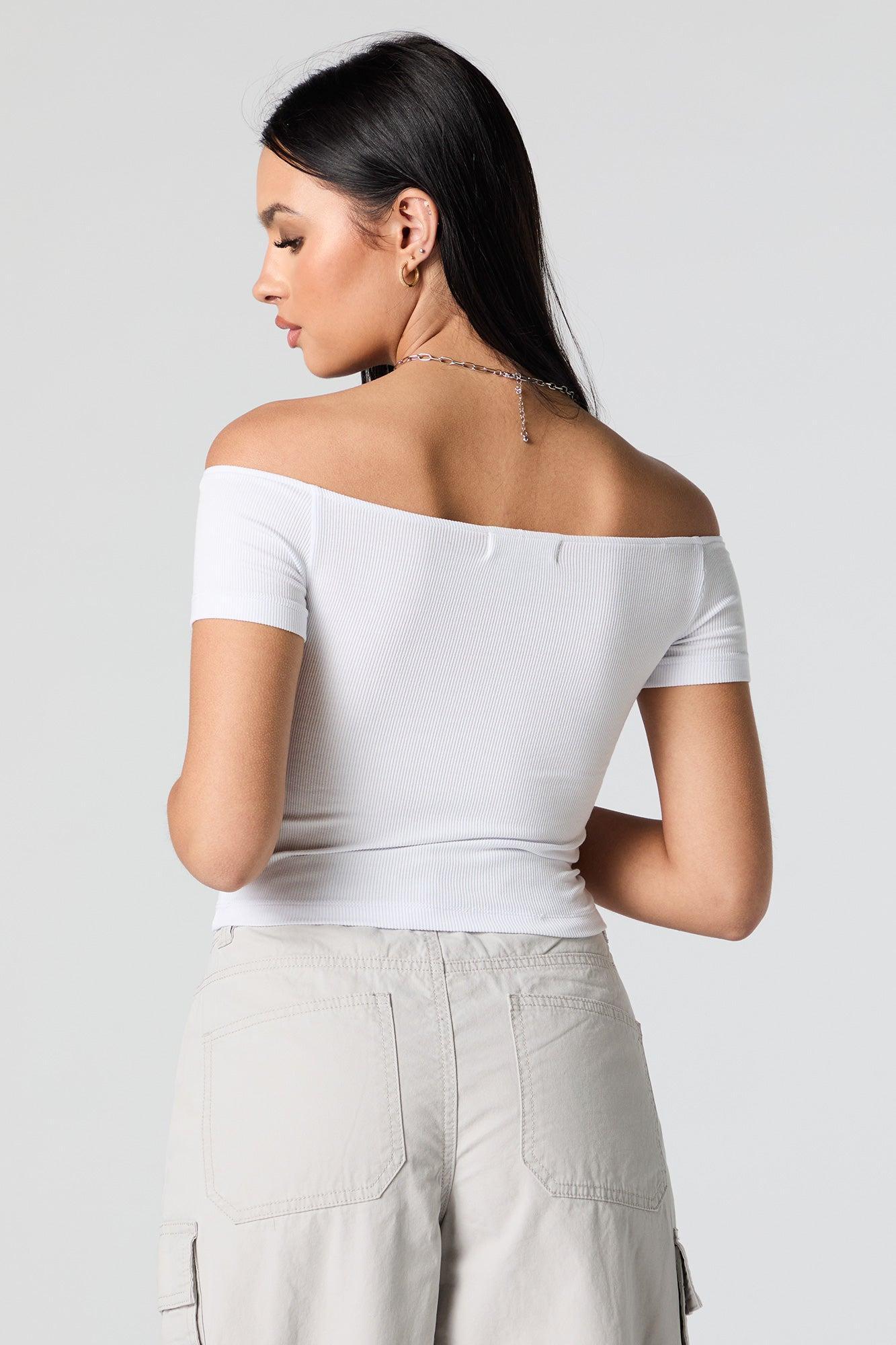 Ribbed Off Shoulder Crop Top Female Product Image