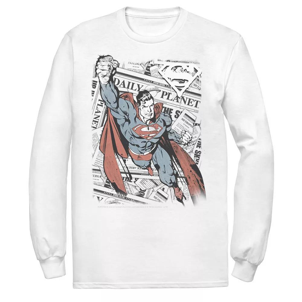 Men's DC Comics Superman Daily Planet Background Poster Tee, Size: XXL, White Product Image