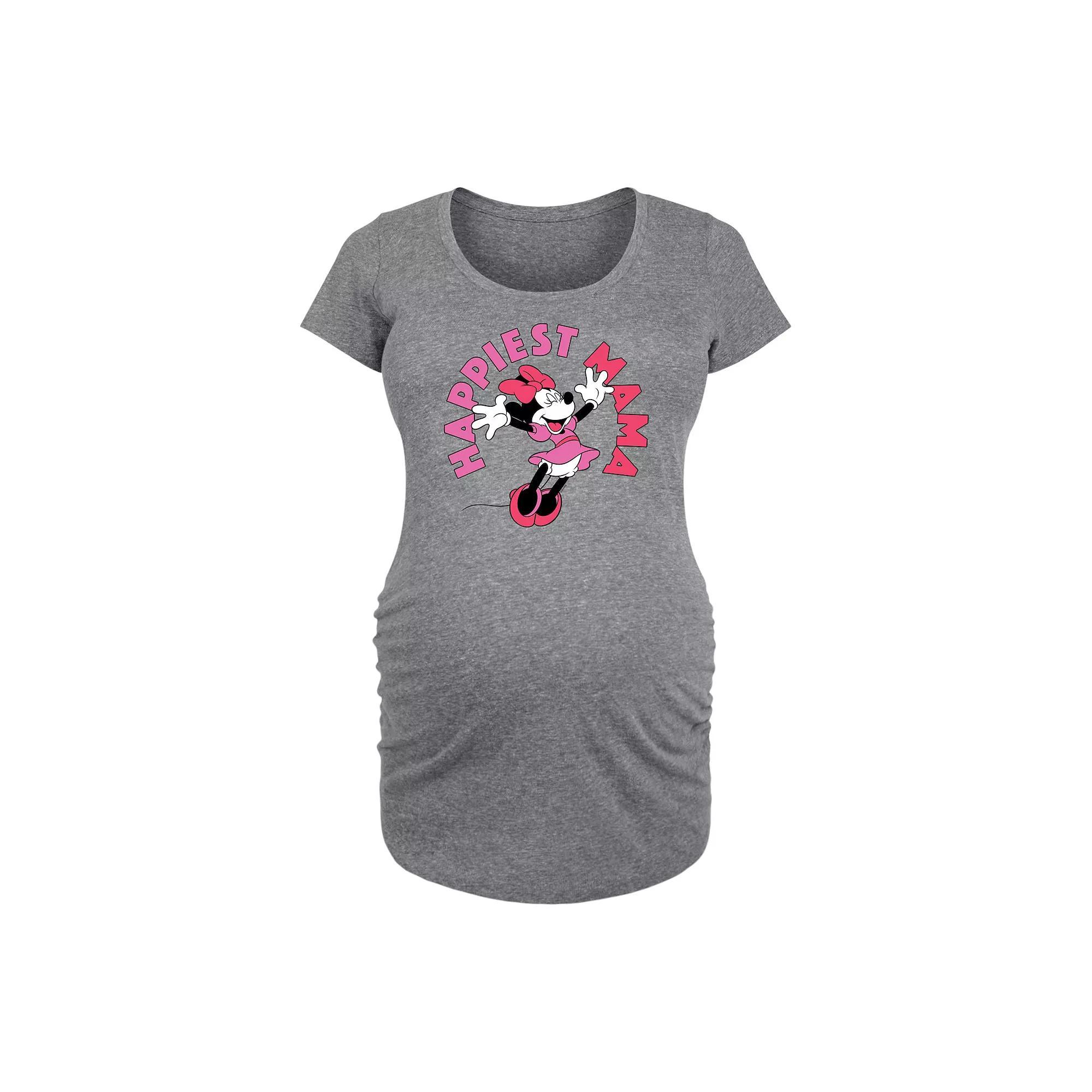 Disney's Minnie Mouse Maternity Happiest Mama Graphic Tee, Women's, Size: Small-Mat, Grey Gray Product Image