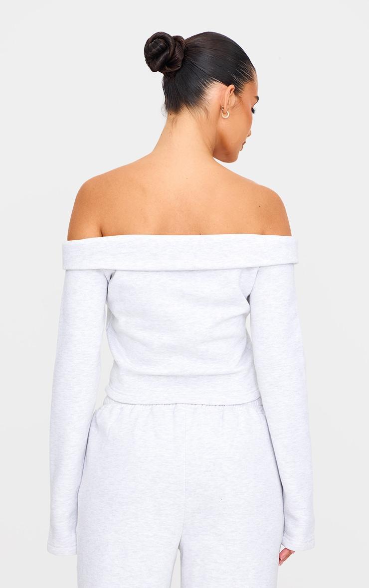 Ash Grey Off The Shoulder Zip Front Sweat Top Product Image