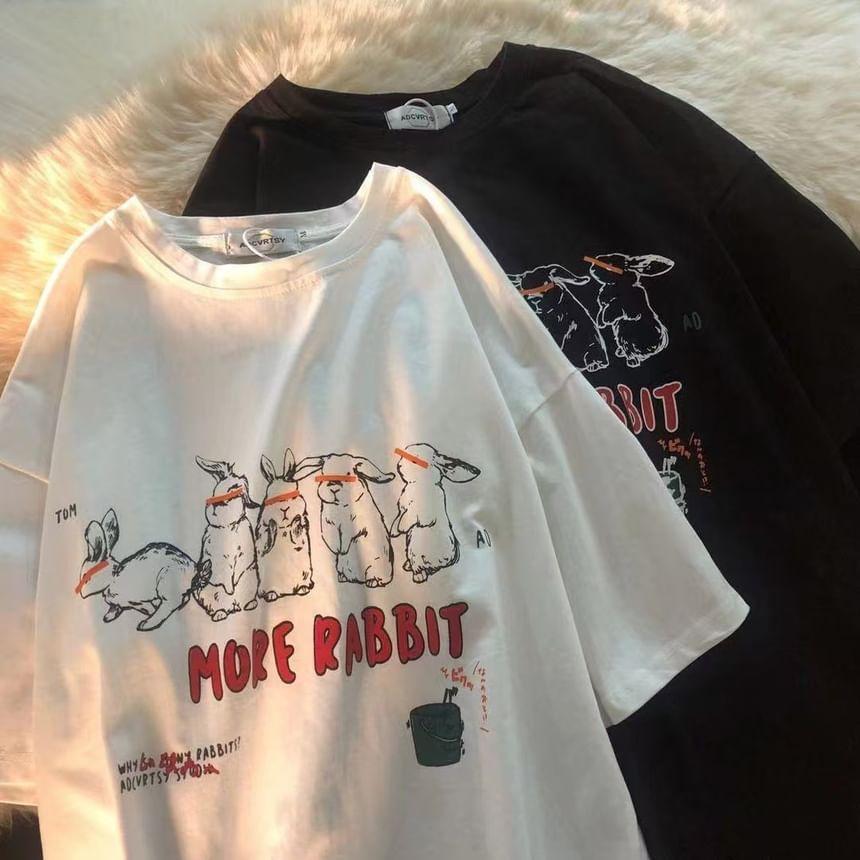 Crew Neck Rabbit Print Sweatshirt Product Image