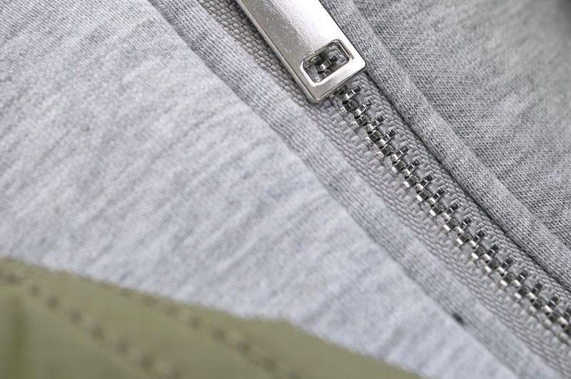 Plain Quilted Hooded Button-Up Jacket Product Image