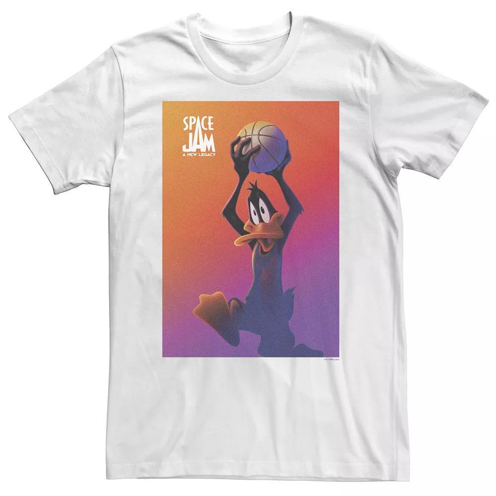 Big & Tall Space Jam: A New Legacy Daffy Duck With Basketball Poster Tee, Men's, Size: 4XL, White Product Image