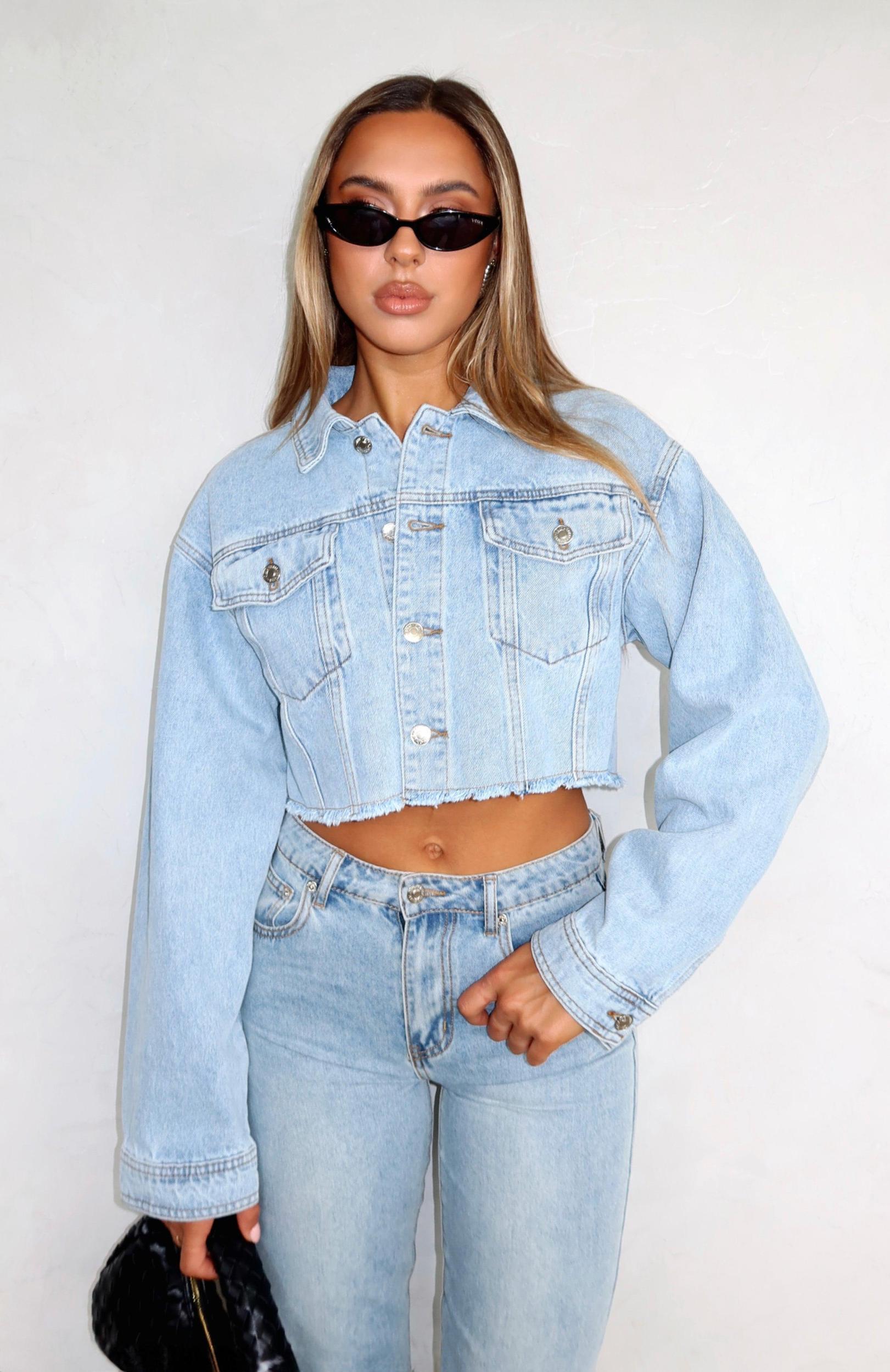 Lightspeed Cropped Denim Jacket Light Blue Wash Product Image