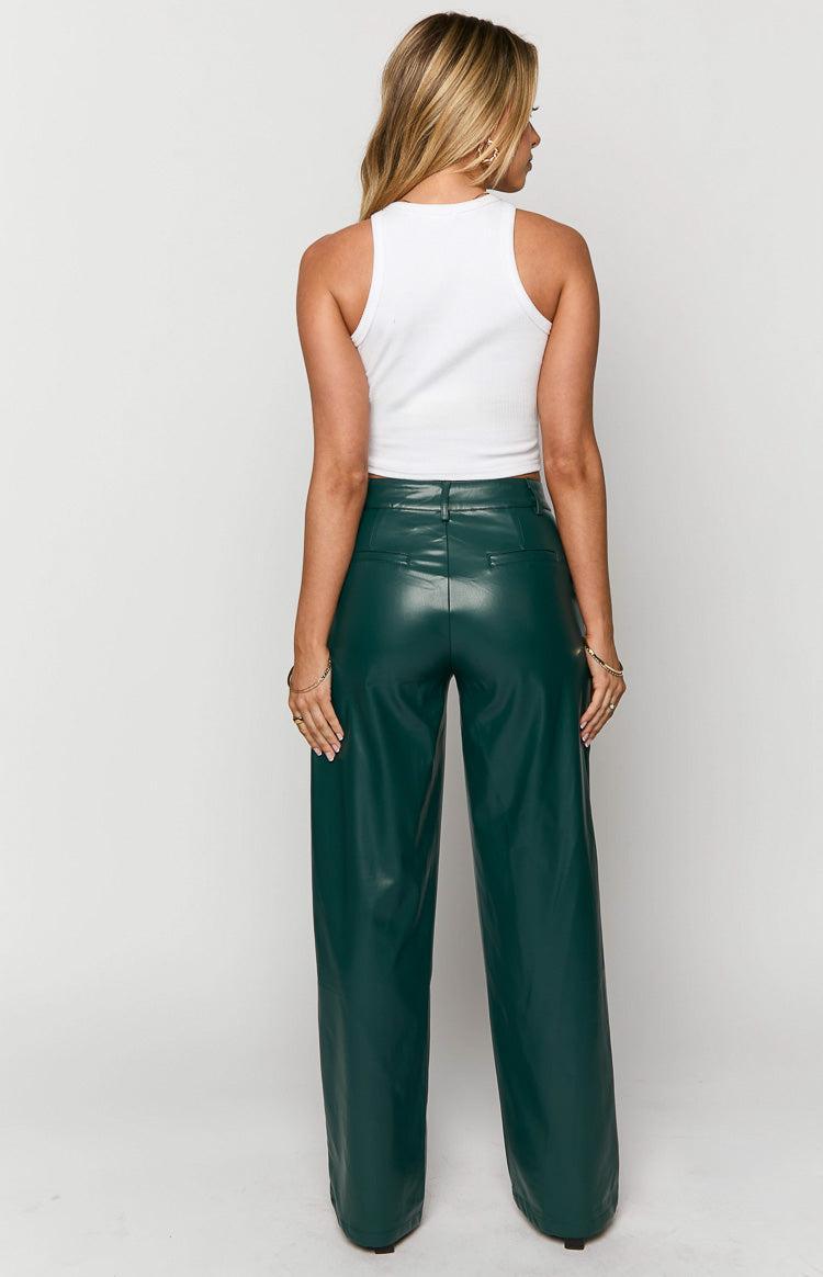 Cool Shade Forest Green PU Pants Girls Product Image