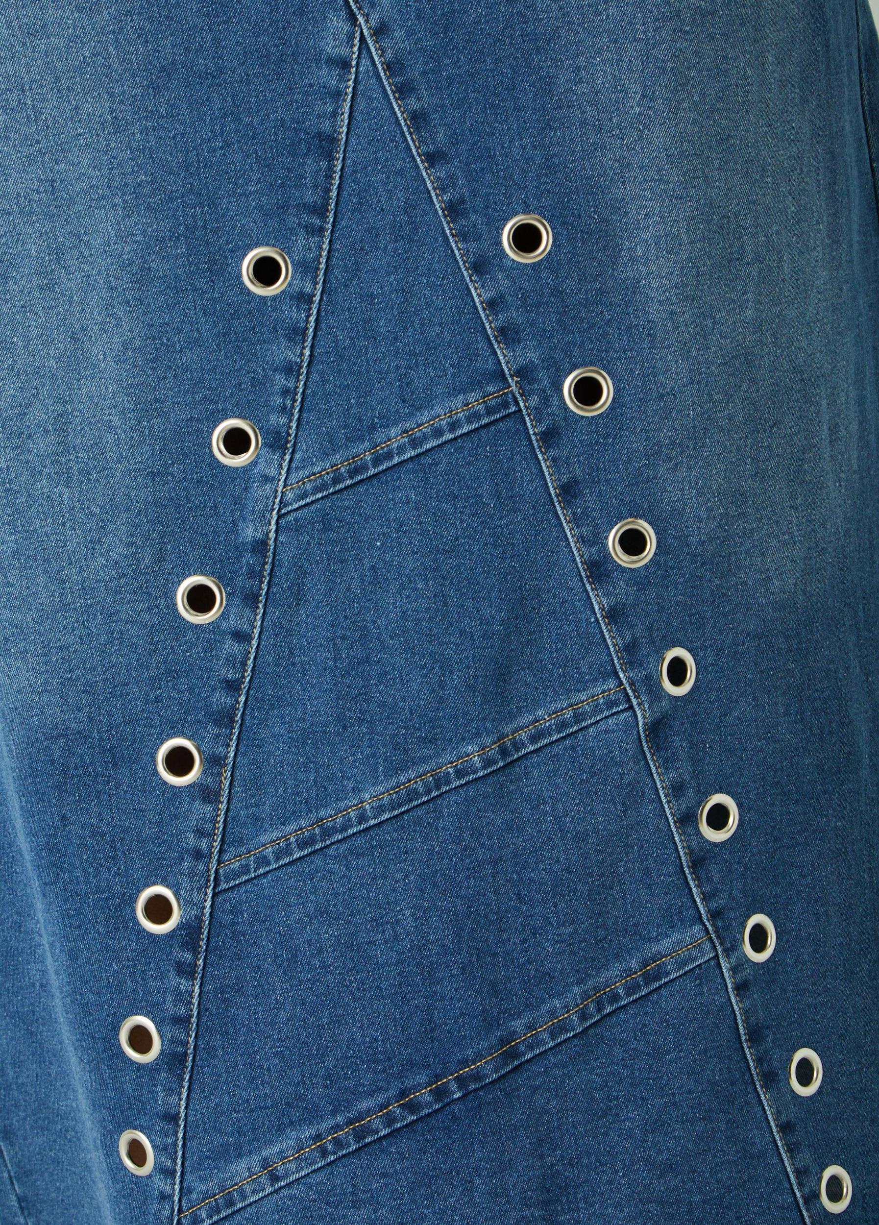 Grommet Denim Maxi Skirt Product Image