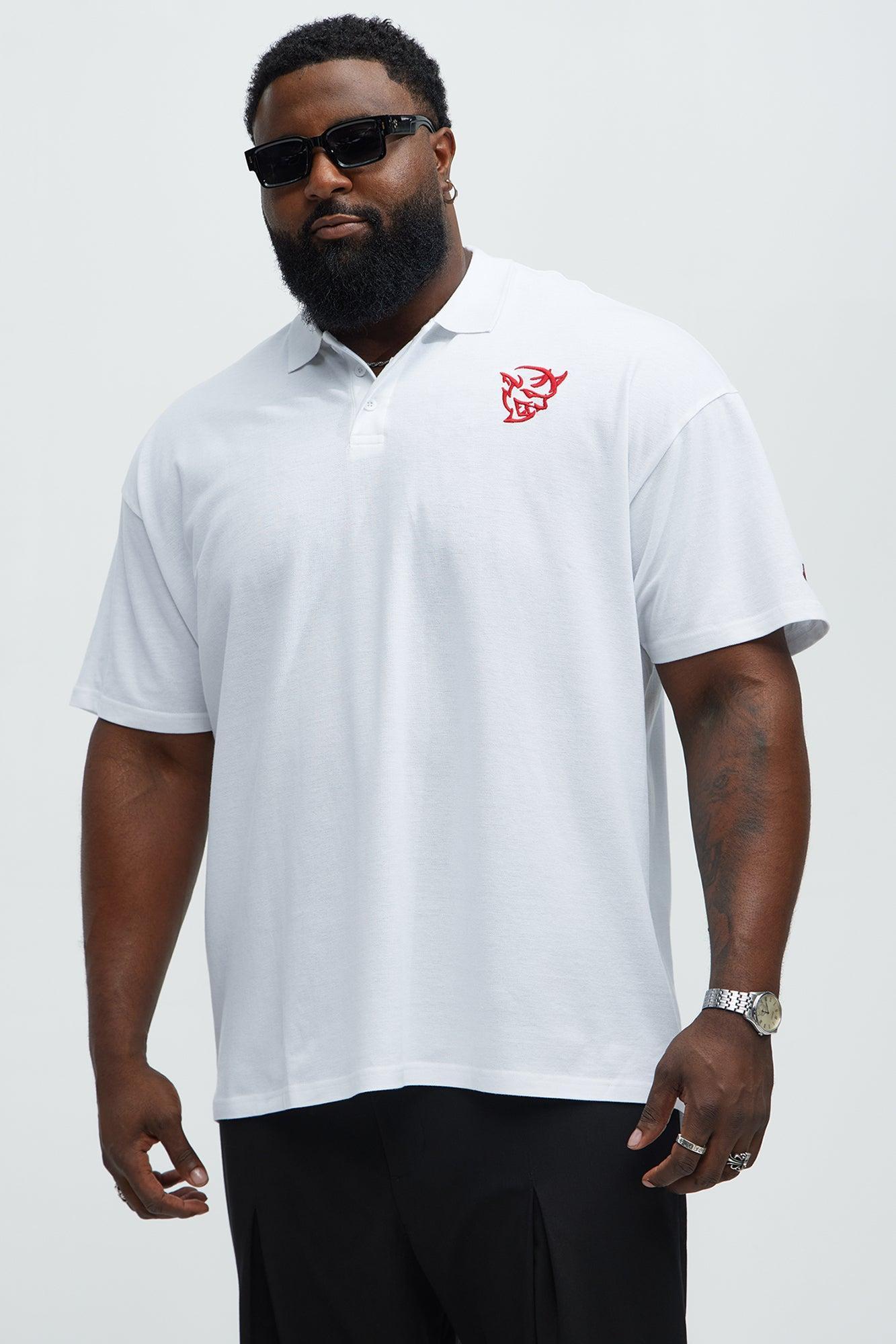 Demon Dodge Embroidered Short Sleeve Polo - White Product Image