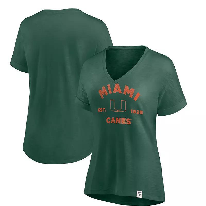 Womens Fanatics Miami Hurricanes True Classics Slub Flowy V-Neck T-Shirt Product Image