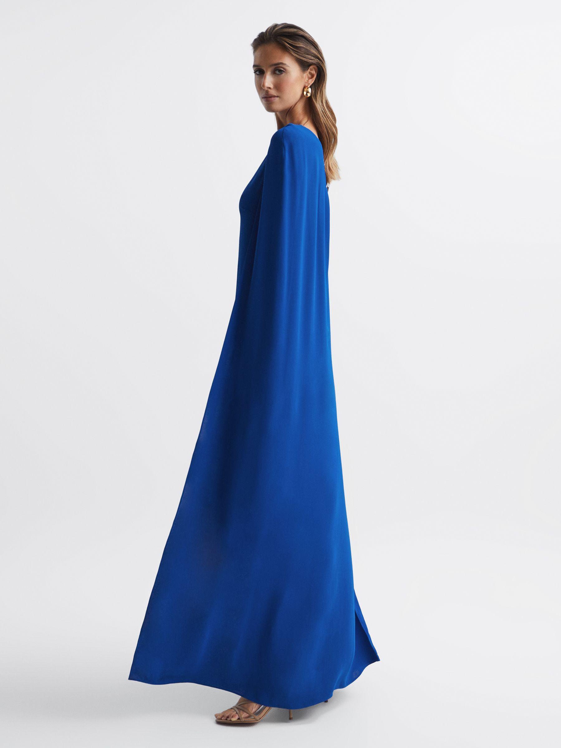 Cape One Shoulder Maxi Dress in Cobalt Blue Product Image