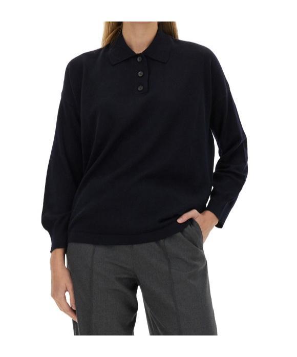 FABIANA FILIPPI Long-sleeved Sweater Polo Shirt In Black Product Image