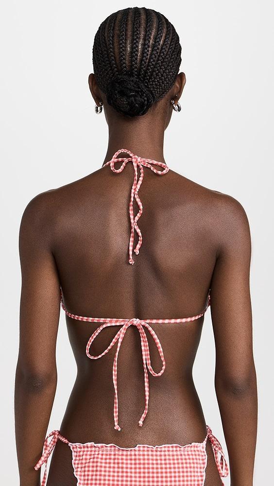 Good American Gingham Lattice Edge Bikini Top | Shopbop Product Image