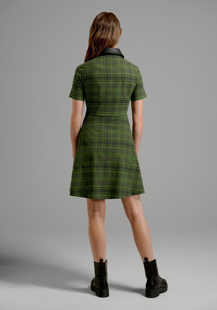 On A Power Zip Plaid Skater Dress Product Image
