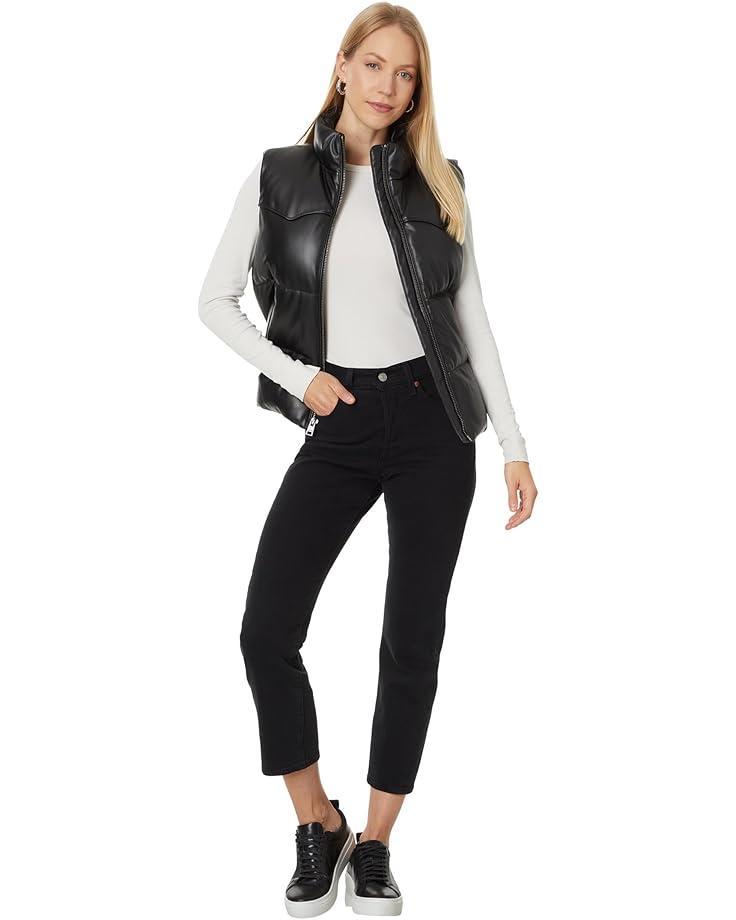 Vegan Leather Puffer Vest Product Image