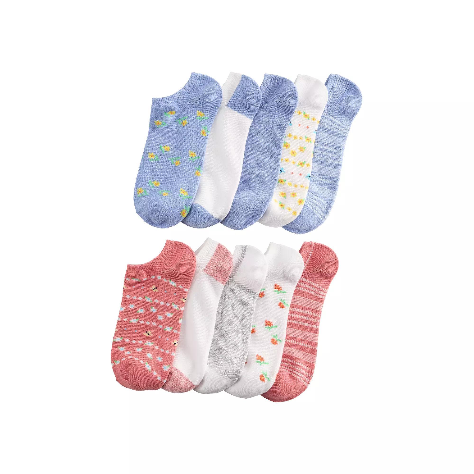 Women's Sonoma Goods For Life® 10-Pack Spring Floral No-Show Socks, Size: 9-11, Lt Blue Product Image