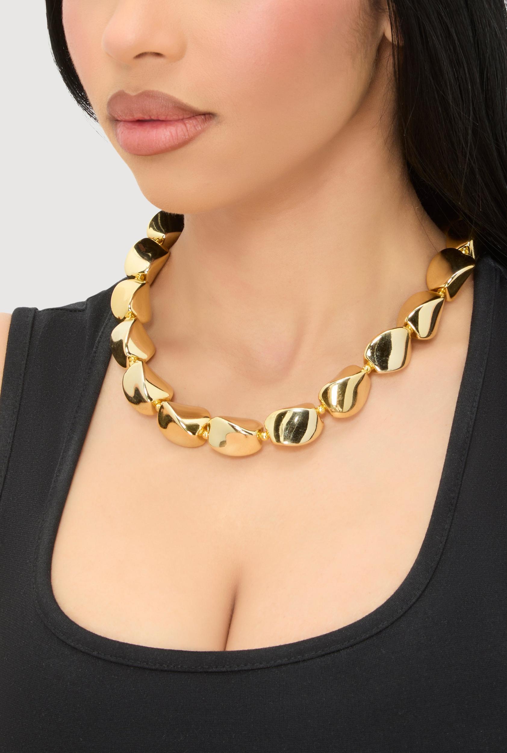 Metallic Puff Heart Necklace and Drop Earrings Set Female Product Image