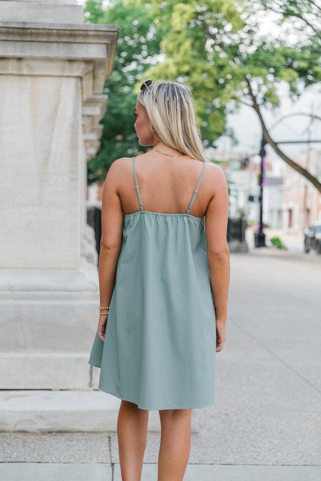 After All This Time Olive Solid Mini Dress SALE Product Image