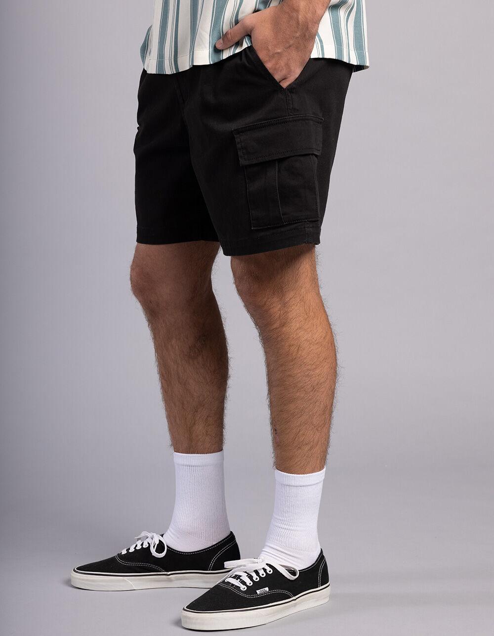 RSQ Mens Cargo Twill Pull On Shorts - BLACK Product Image